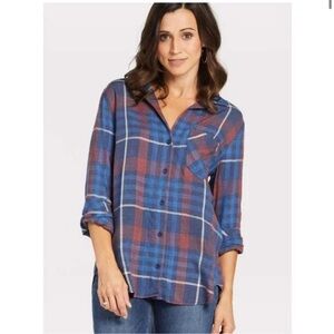 Anthropologie Cloth & Stone Aurora Plaid Button Down Shirt
